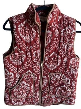 Boutique Bo Bel Women's Quilted Vest Floral Red Size Medium